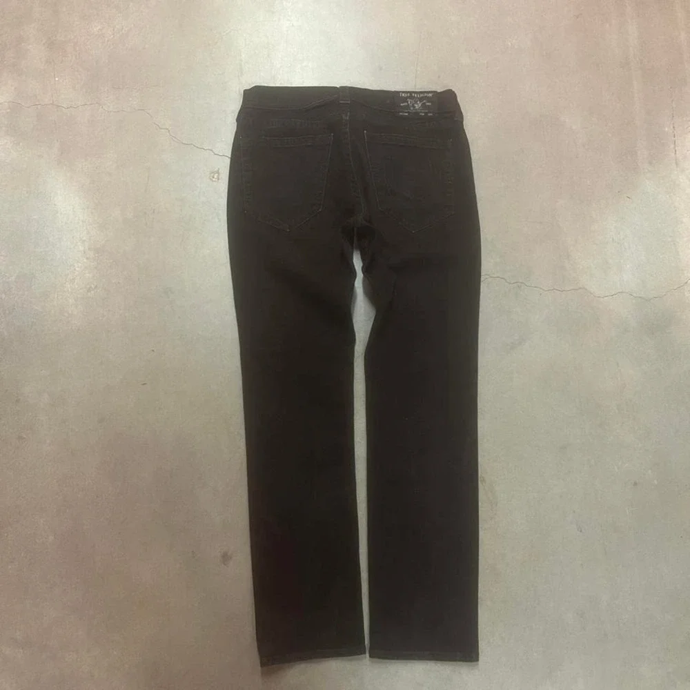 True Religion men's black geno jeans slim straight embroidered y2k 36